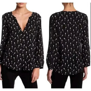 Joie 100% Silk Purine Champagne Flute-Print Blouse Size S.